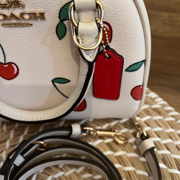 Coach Cherry Print Mini Bag in White - Picture 3 of 16